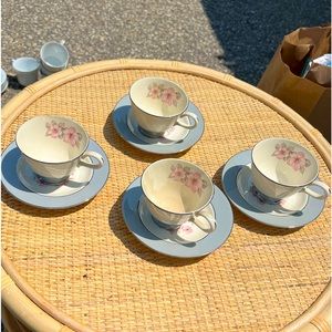 COPY - Cavalier Vintage Tea Set 4 cups and Saucers Pink Floral Antique Collecti…